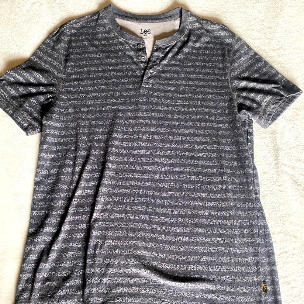 Striped button tee shirt